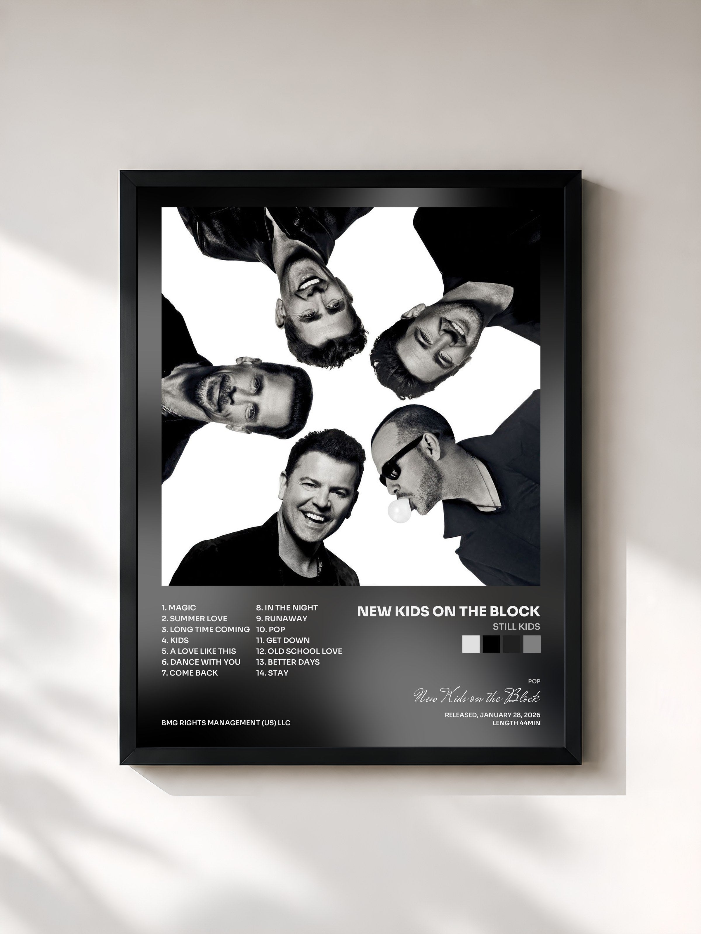 #noir Tableau de l'album Still Kids de New Kids on the Block, cadre noir, imprimé et encadré en France