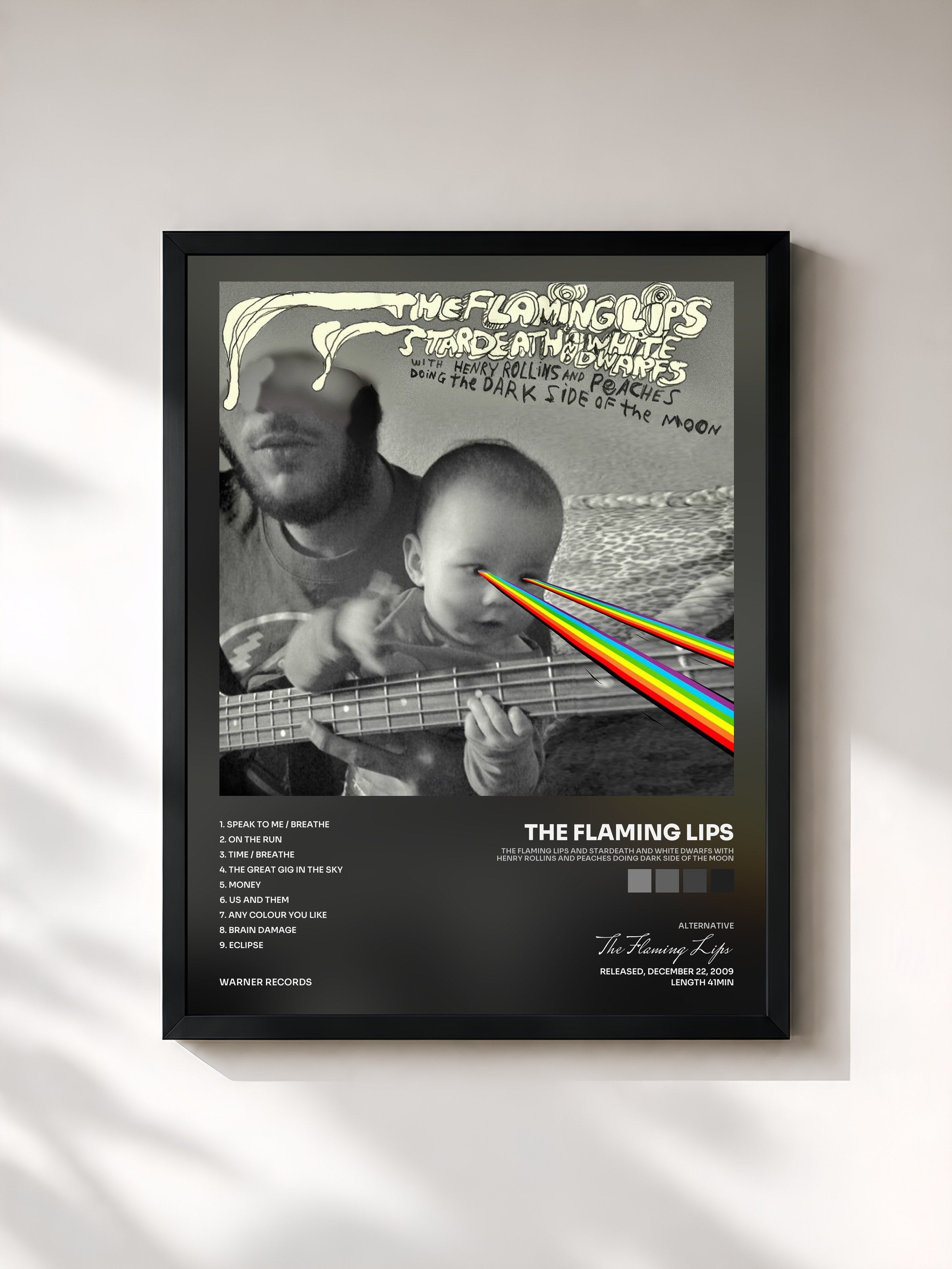 #noir Tableau de l'album The Flaming Lips And Stardeath And White Dwarfs With Henry Rollins And Peaches Doing Dark Side Of The Moon de The Flaming Lips, cadre noir, imprimé et encadré en France