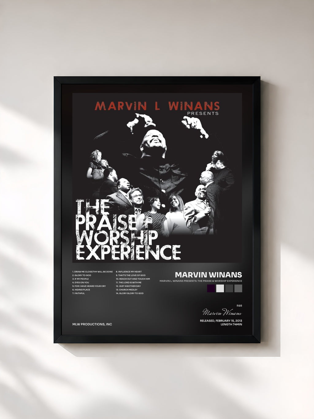 #noir Tableau de l'album Marvin L. Winans Presents: The Praise & Worship Experience de Marvin Winans, cadre noir, imprimé et encadré en France