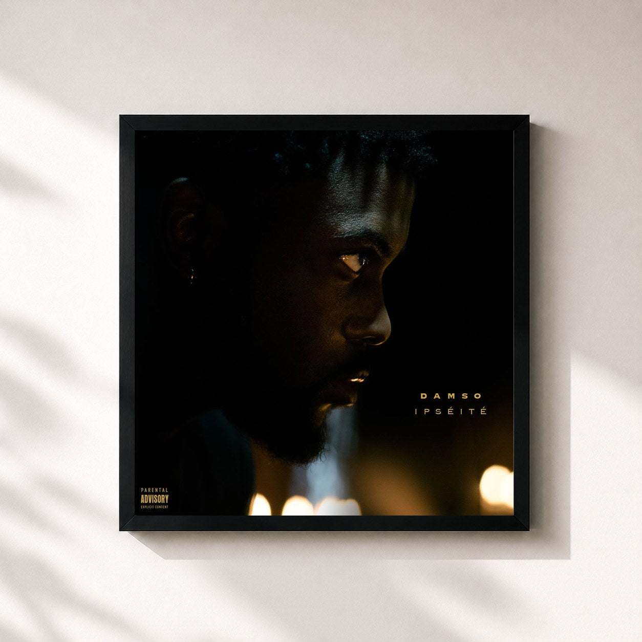 #noir Tableau carré de l'album Ipséité de Damso, cadre noir 32x32 cm