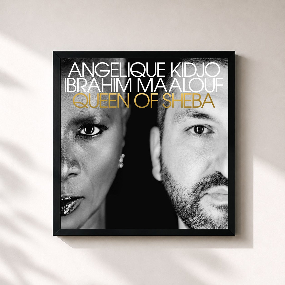 #noir Tableau carré de l'album Queen of Sheba de Ibrahim Maalouf, cadre noir 32x32 cm