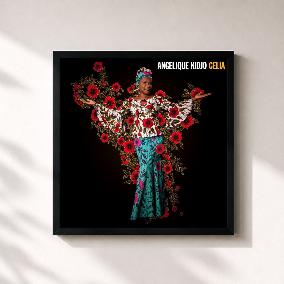 #noir Tableau carré de l'album Celia de Angelique Kidjo, cadre noir 32x32 cm