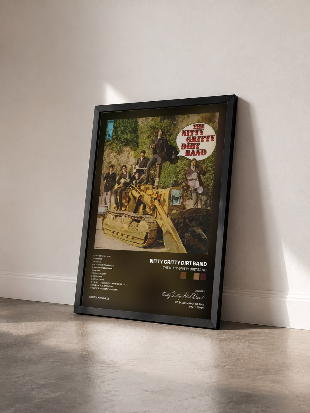 #noir Tableau de l'album The Nitty Gritty Dirt Band de Nitty Gritty Dirt Band vu de trois quarts, cadre noir