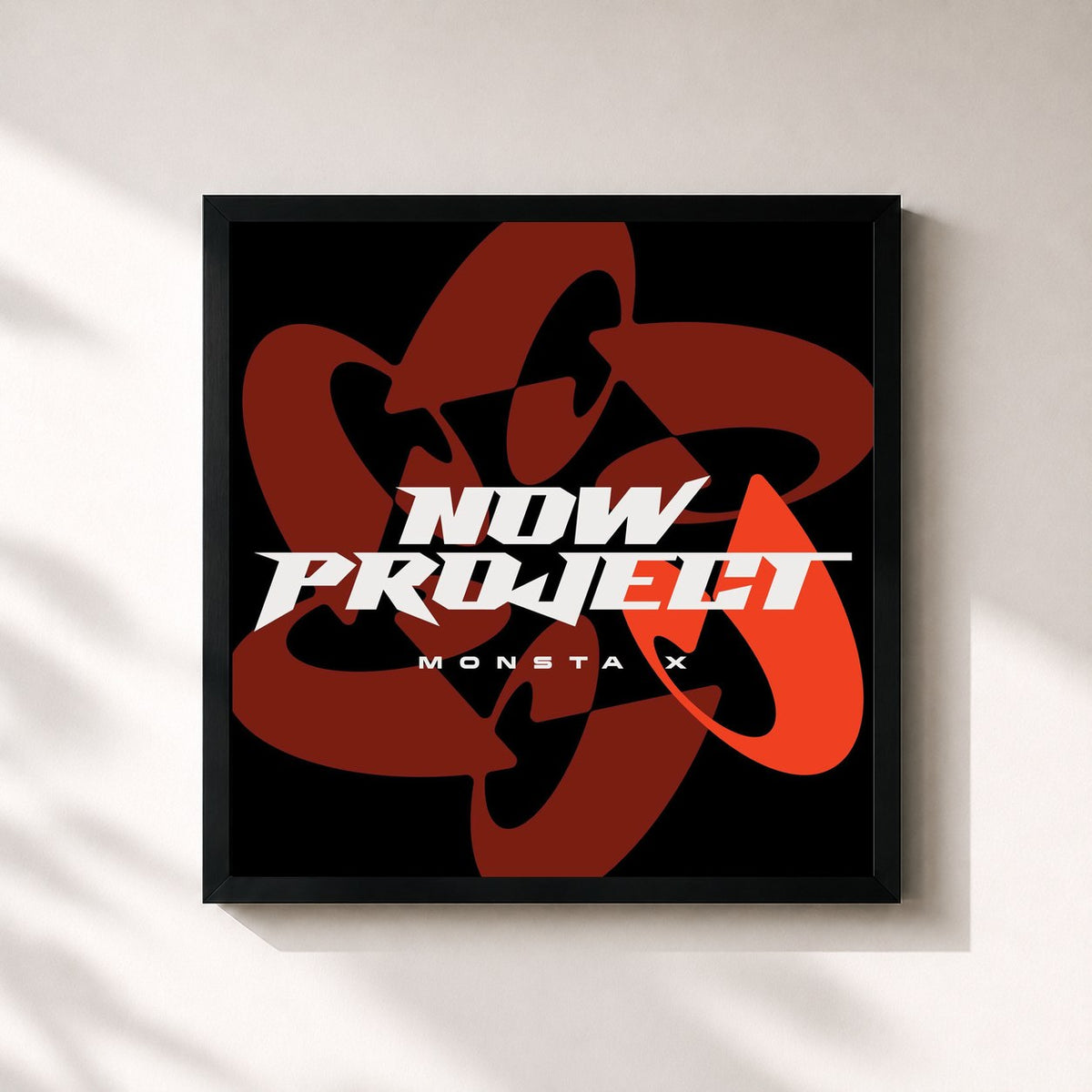 #noir Tableau carré de l'album NOW PROJECT vol.1 de Monsta X, cadre noir 32x32 cm