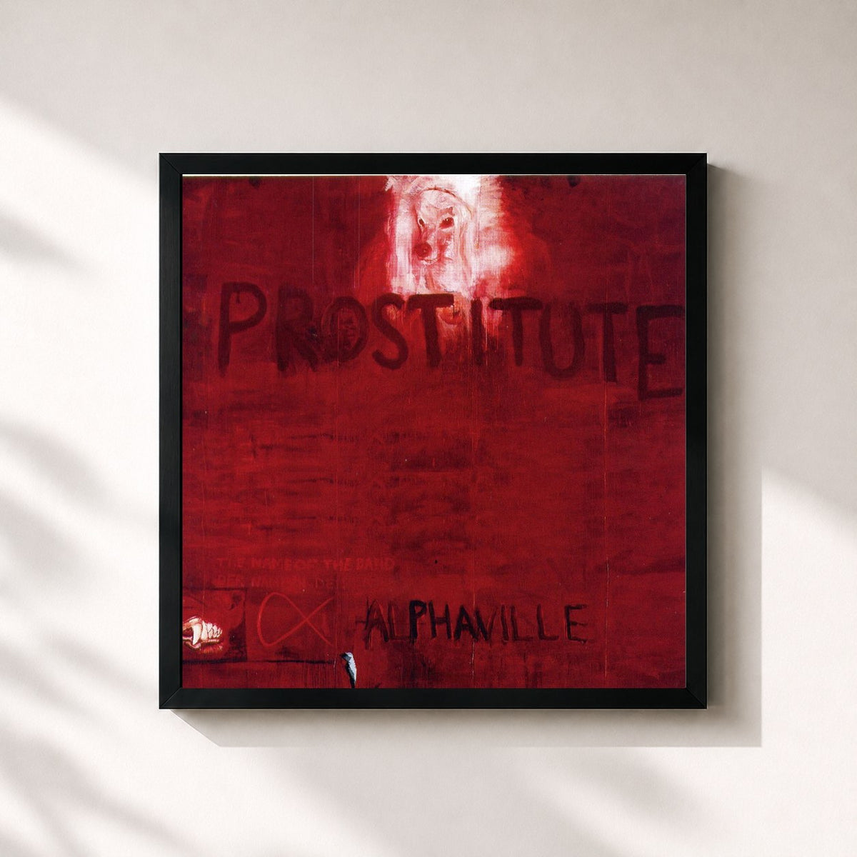 #noir Tableau carré de l'album Prostitute de Alphaville, cadre noir 32x32 cm