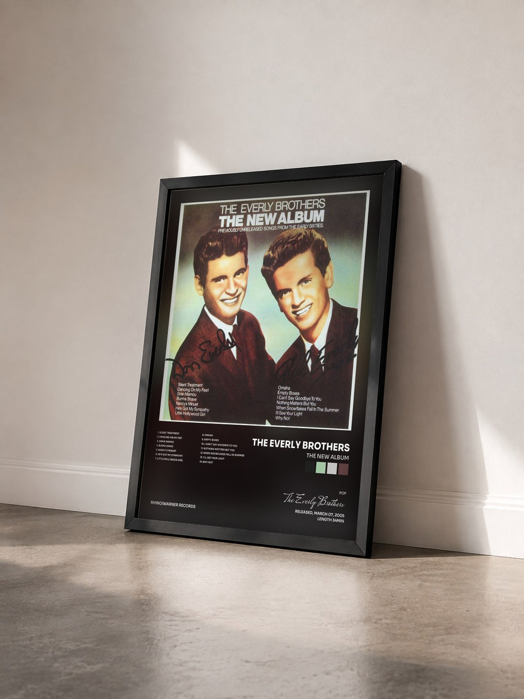 #noir Tableau de l'album The New Album de The Everly Brothers vu de trois quarts, cadre noir