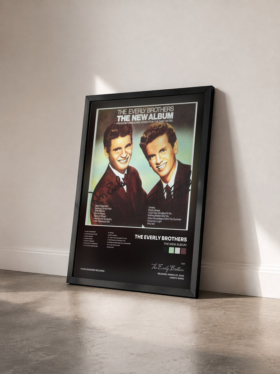 #noir Tableau de l'album The New Album de The Everly Brothers vu de trois quarts, cadre noir