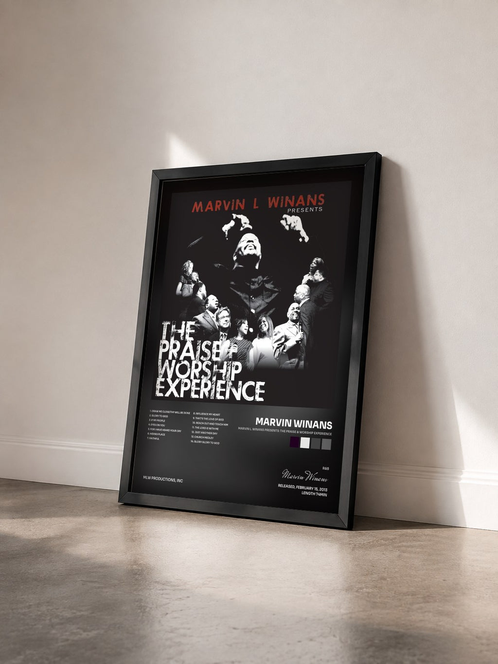 #noir Tableau de l'album Marvin L. Winans Presents: The Praise & Worship Experience de Marvin Winans vu de trois quarts, cadre noir