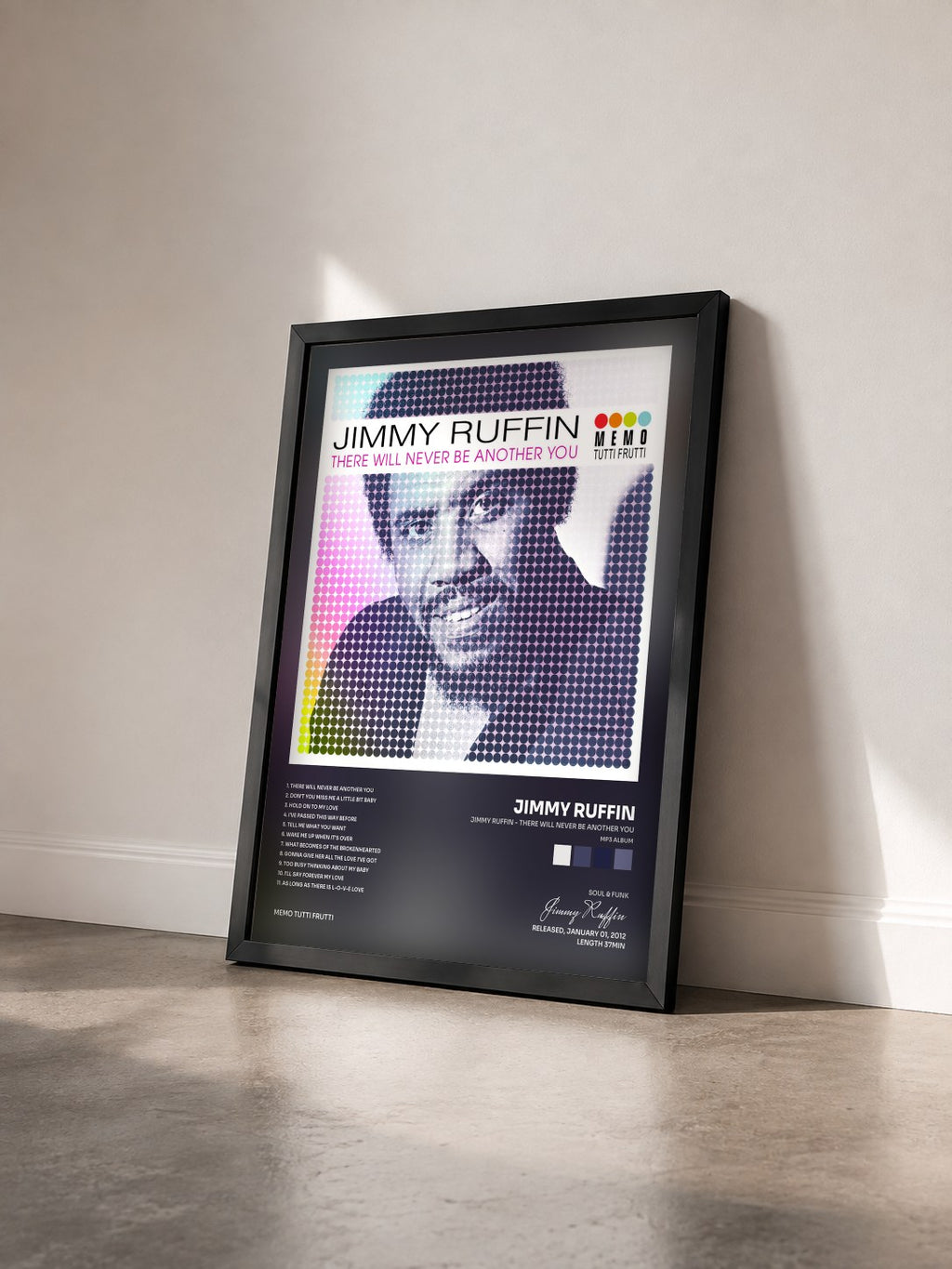 #noir Tableau de l'album Jimmy Ruffin - There Will Never Be Another You (MP3 Album) de Jimmy Ruffin vu de trois quarts, cadre noir