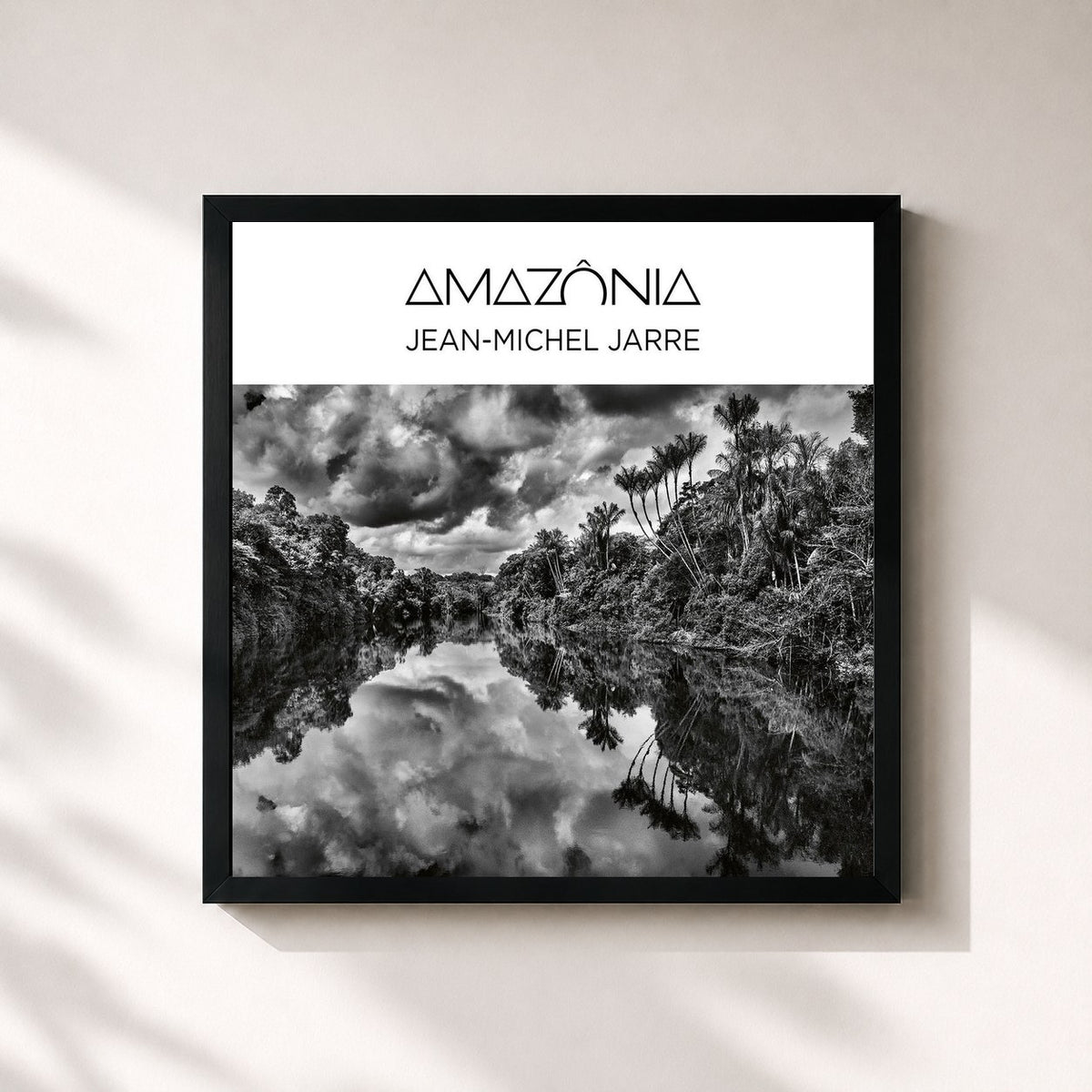 #noir Tableau carré de l'album Amazônia de Jean-Michel Jarre, cadre noir 32x32 cm