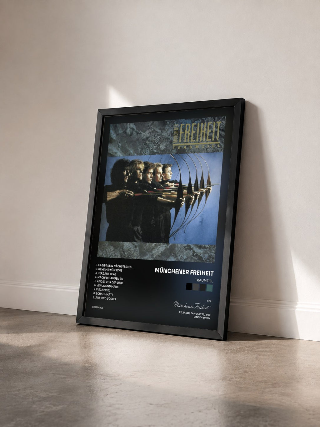 #noir Tableau de l'album Traumziel de Münchener Freiheit vu de trois quarts, cadre noir