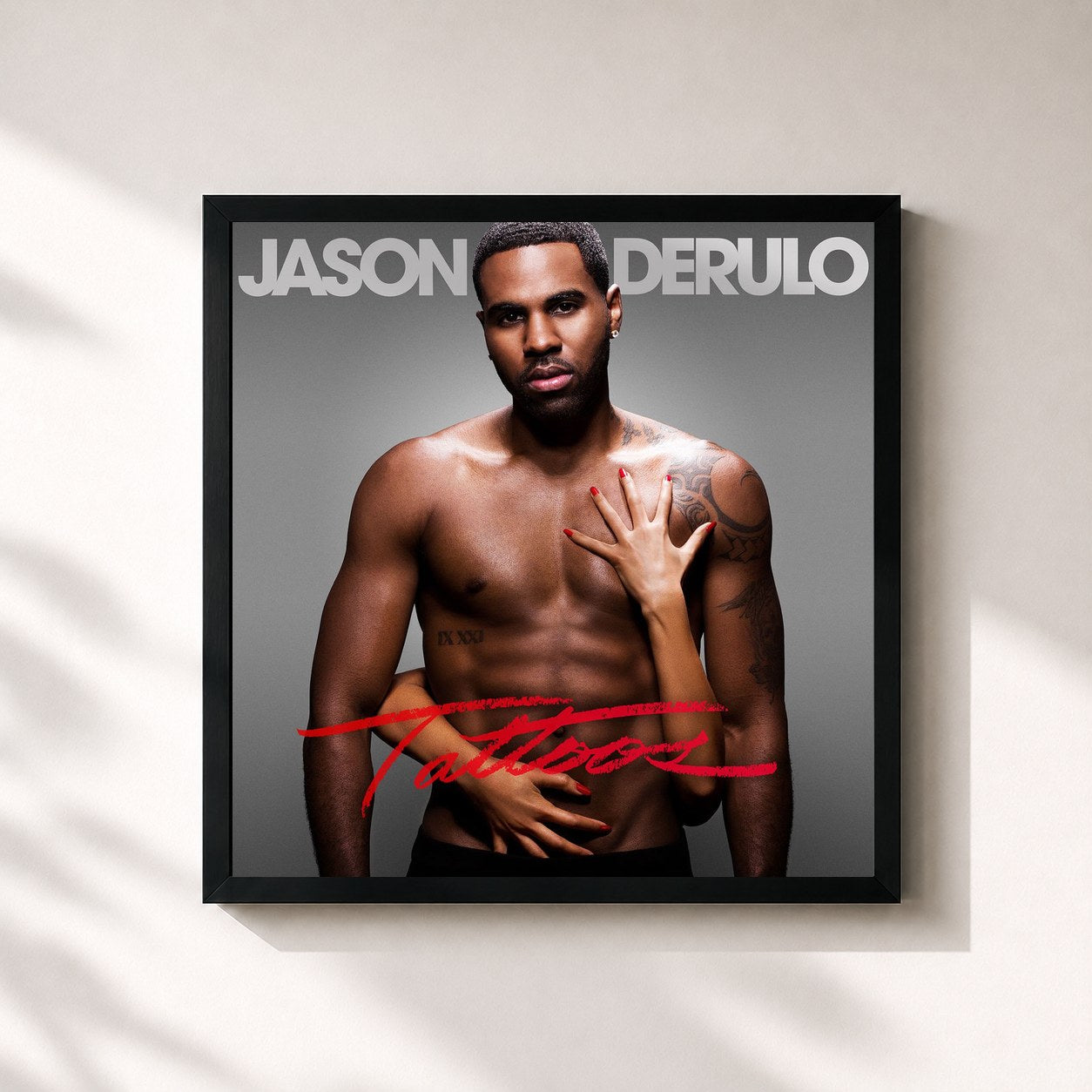 #noir Tattoos (Deluxe Edition) by Jason Derulo as a square framed art print, black 32x32 cm frame