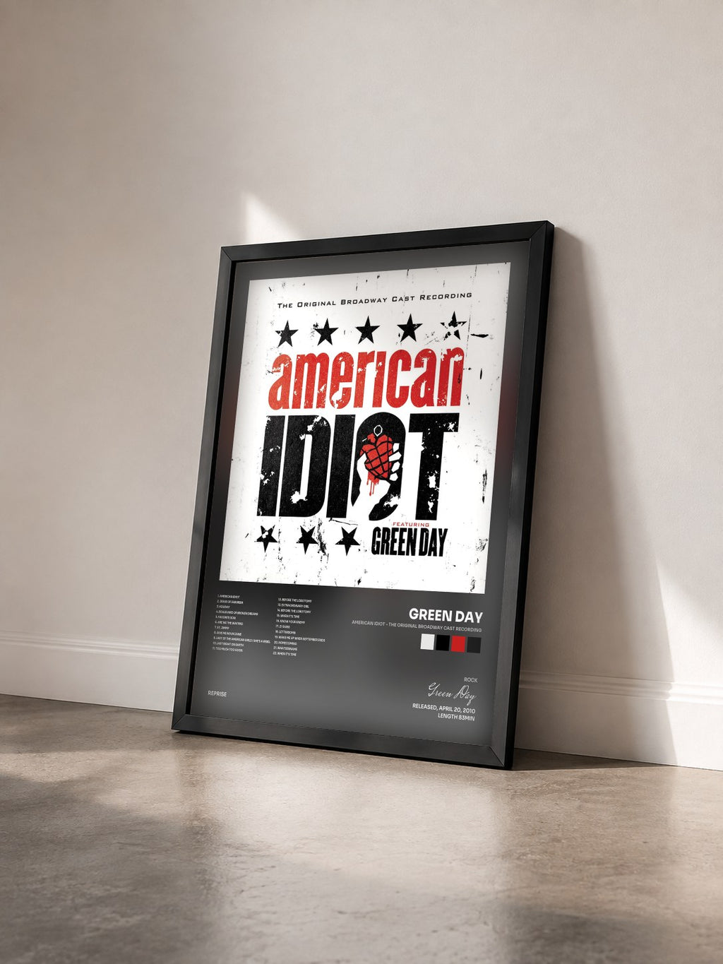 #noir Tableau de l'album American Idiot - The Original Broadway Cast Recording de Green Day vu de trois quarts, cadre noir