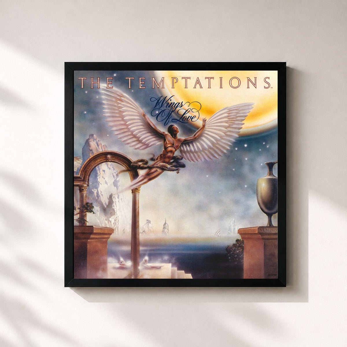 #noir Tableau carré de l'album Wings Of Love de The Temptations, cadre noir 32x32 cm