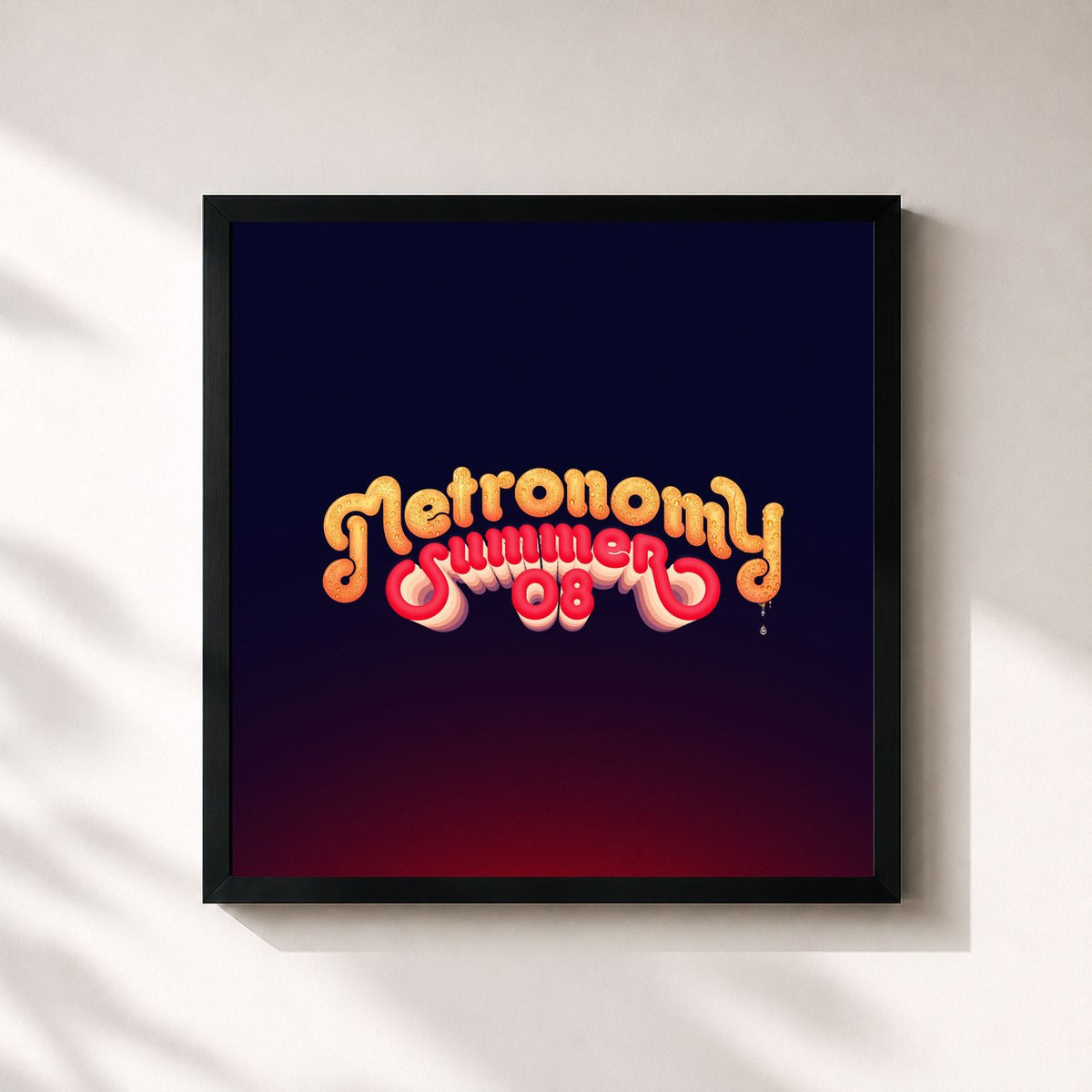 #noir Tableau carré de l'album Summer 08 de Metronomy, cadre noir 32x32 cm