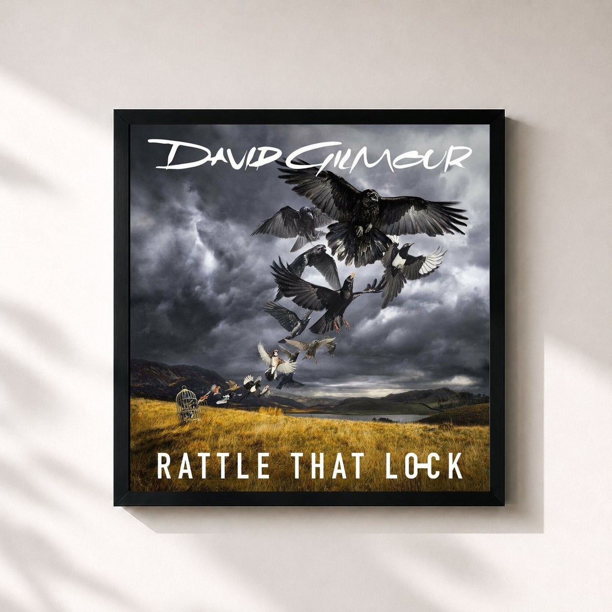 #noir Tableau carré de l'album Rattle That Lock de David Gilmour, cadre noir 32x32 cm
