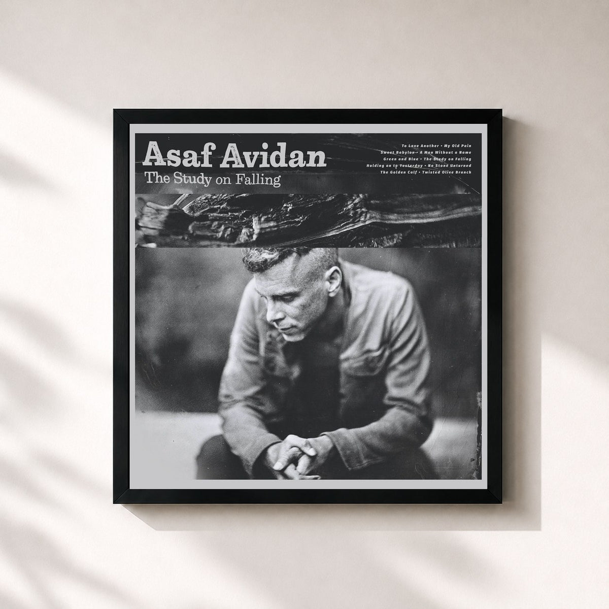 #noir Tableau carré de l'album The Study On Falling de Asaf Avidan, cadre noir 32x32 cm
