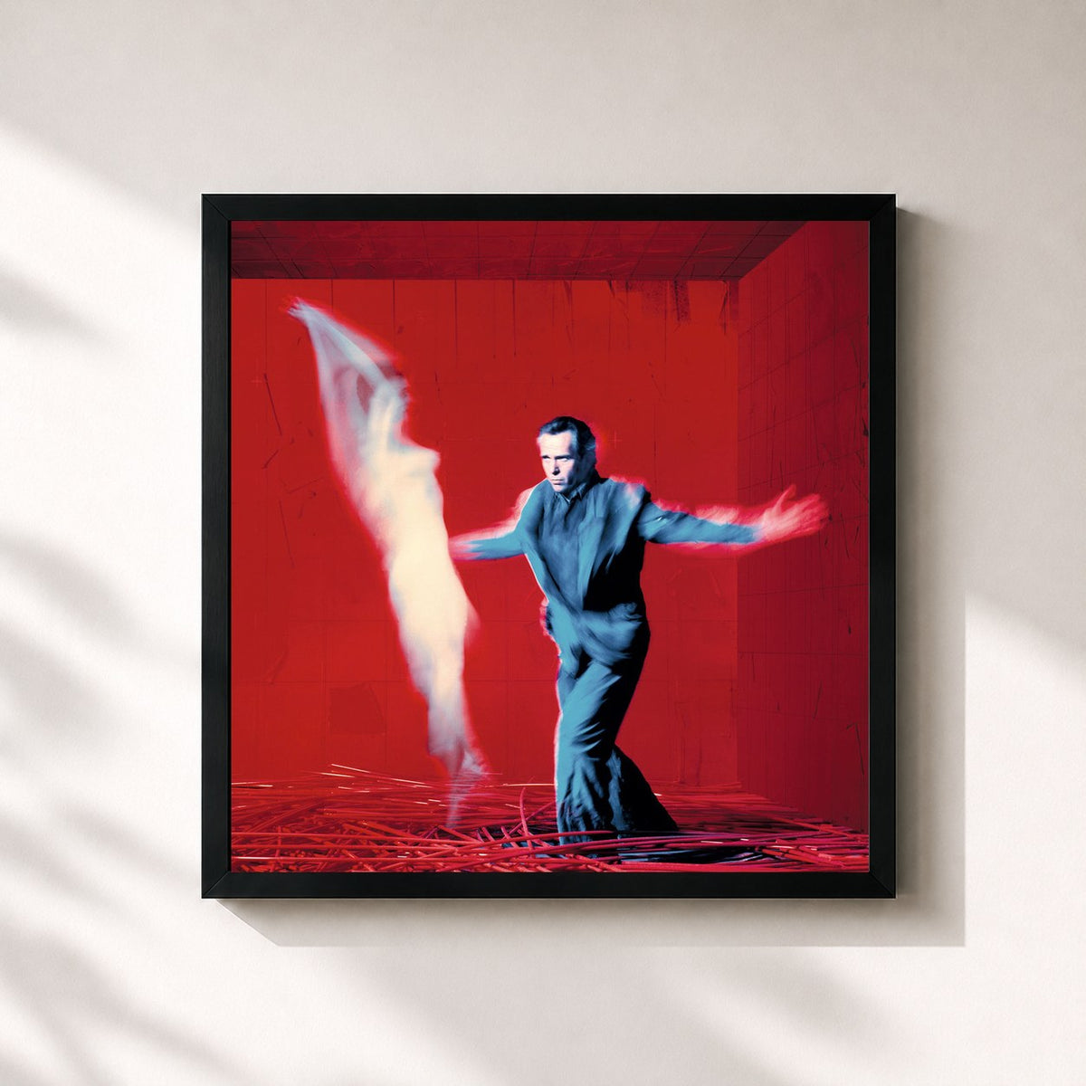#noir Tableau carré de l'album Us (Remastered) de Peter Gabriel, cadre noir 32x32 cm
