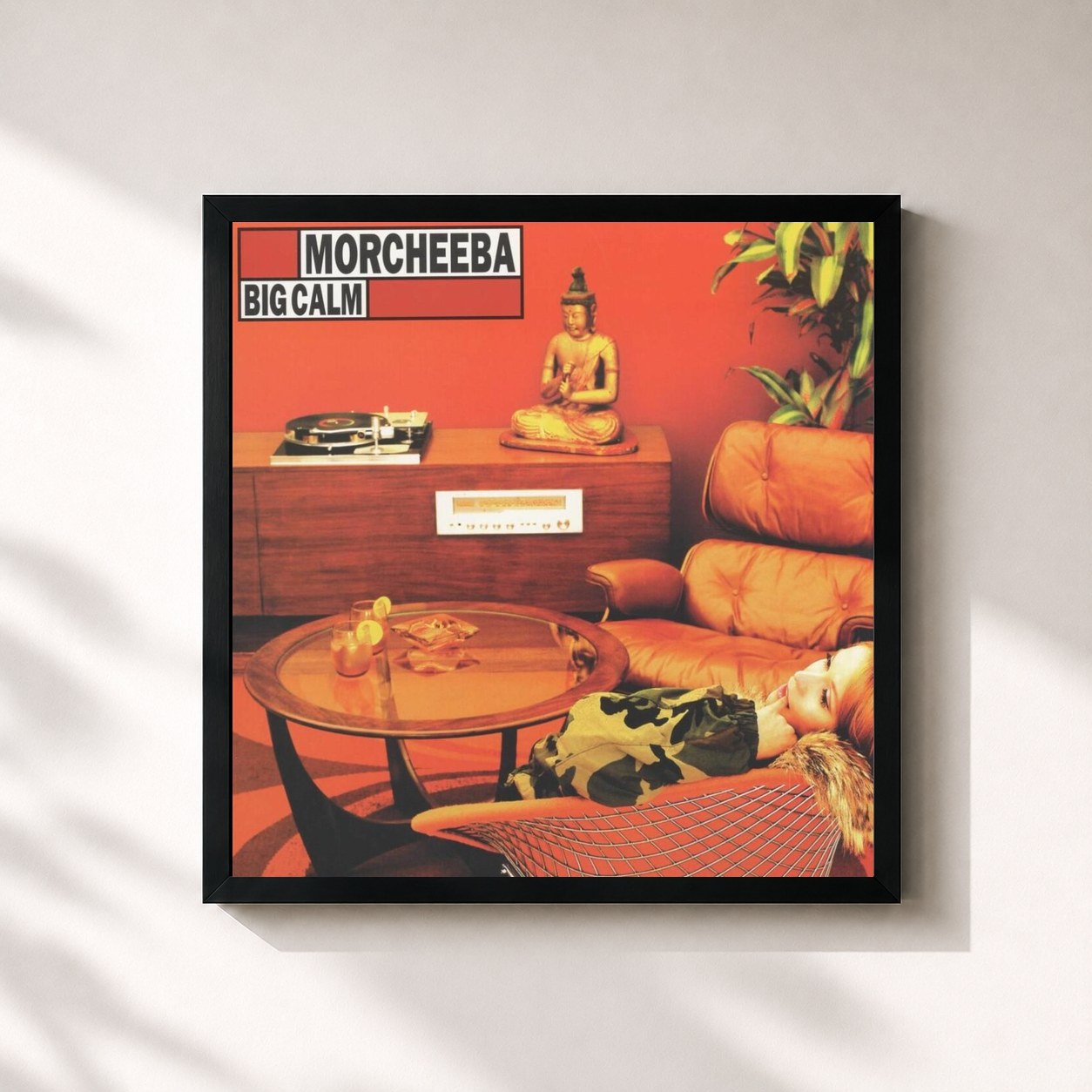#noir Big Calm de Morcheeba en lámina cuadrada enmarcada, marco negro de 32x32 cm