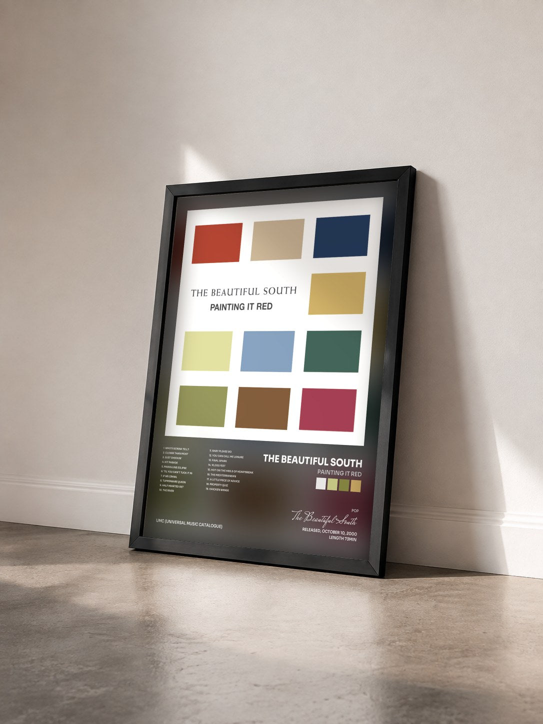 #noir Tableau de l'album Painting It Red de The Beautiful South vu de trois quarts, cadre noir