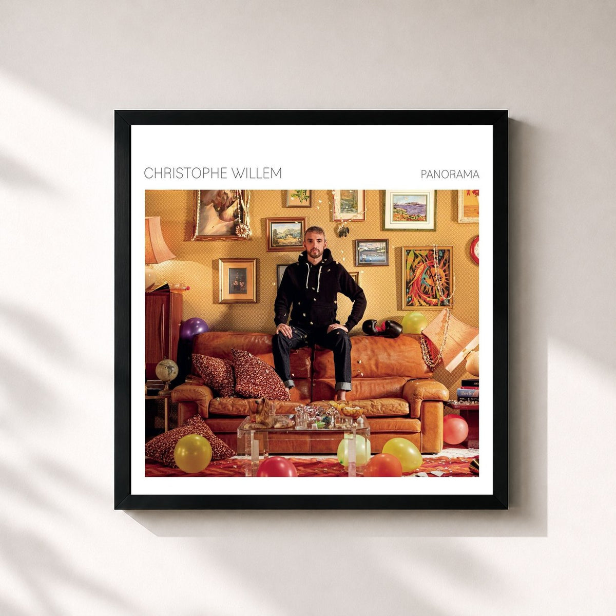 #noir Tableau carré de l'album Panorama de Christophe Willem, cadre noir 32x32 cm