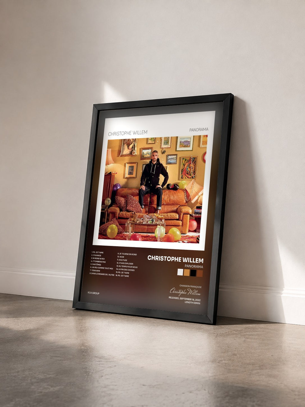 #noir Tableau de l'album Panorama de Christophe Willem vu de trois quarts, cadre noir