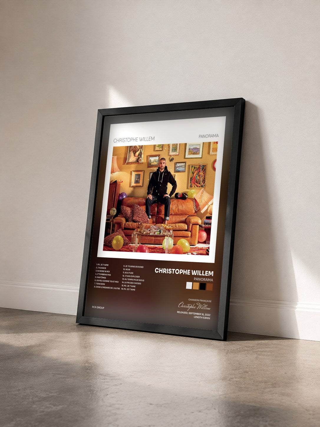 #noir Tableau de l'album Panorama de Christophe Willem vu de trois quarts, cadre noir