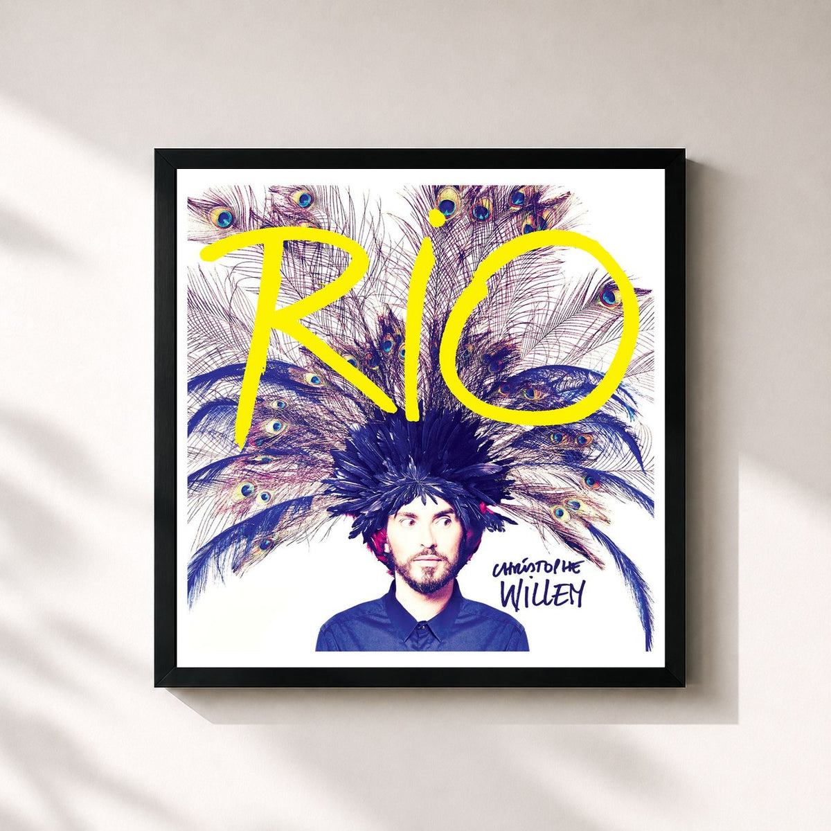 #noir Tableau carré de l'album Rio de Christophe Willem, cadre noir 32x32 cm