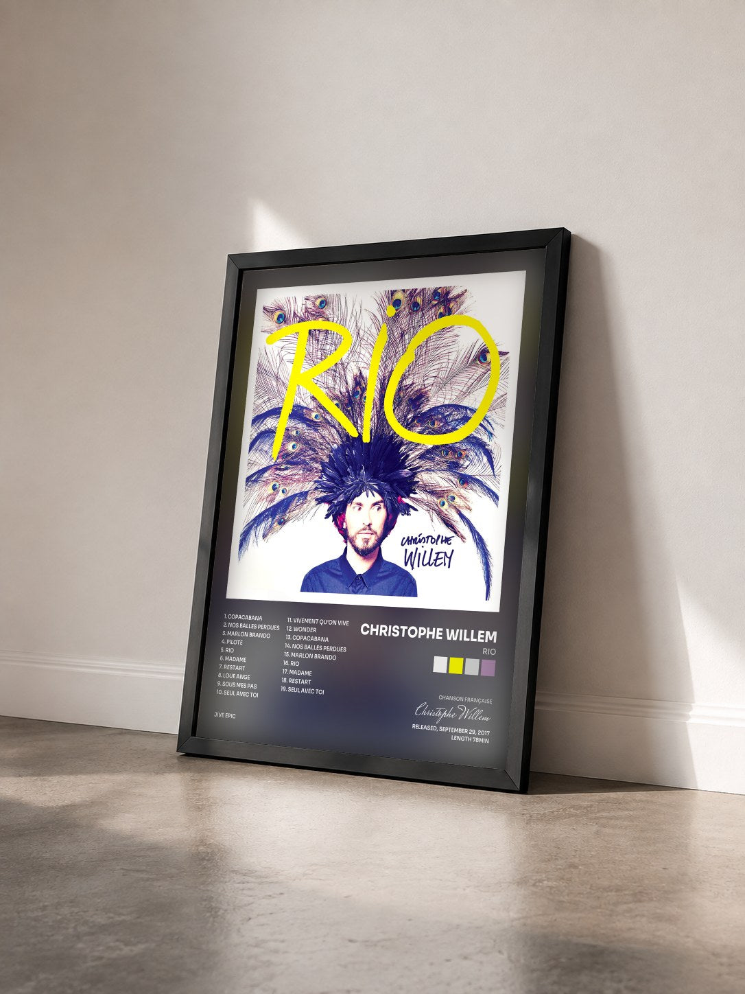 #noir Tableau de l'album Rio de Christophe Willem vu de trois quarts, cadre noir