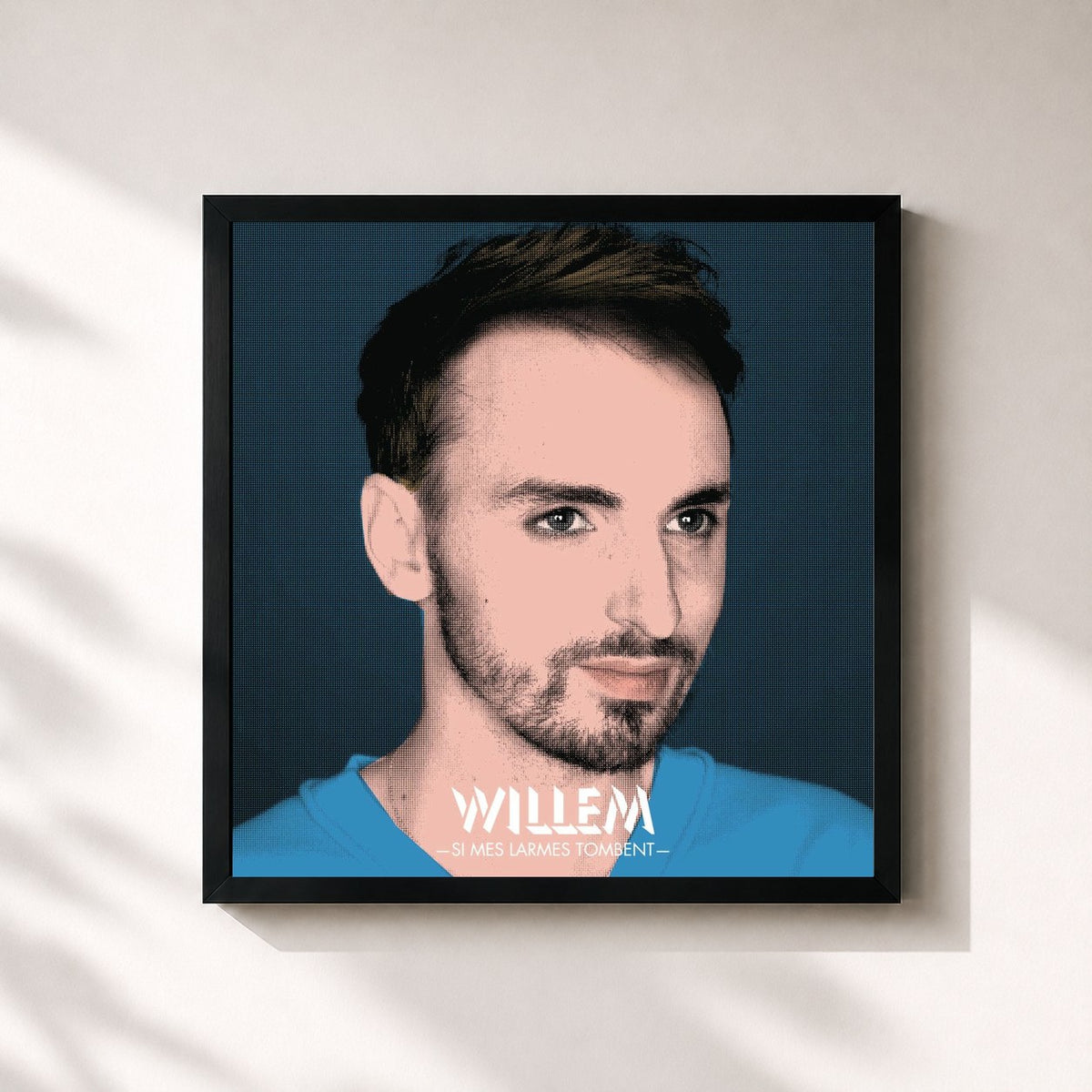 #noir Tableau carré de l'album Si mes larmes tombent (Remixes) de Christophe Willem, cadre noir 32x32 cm