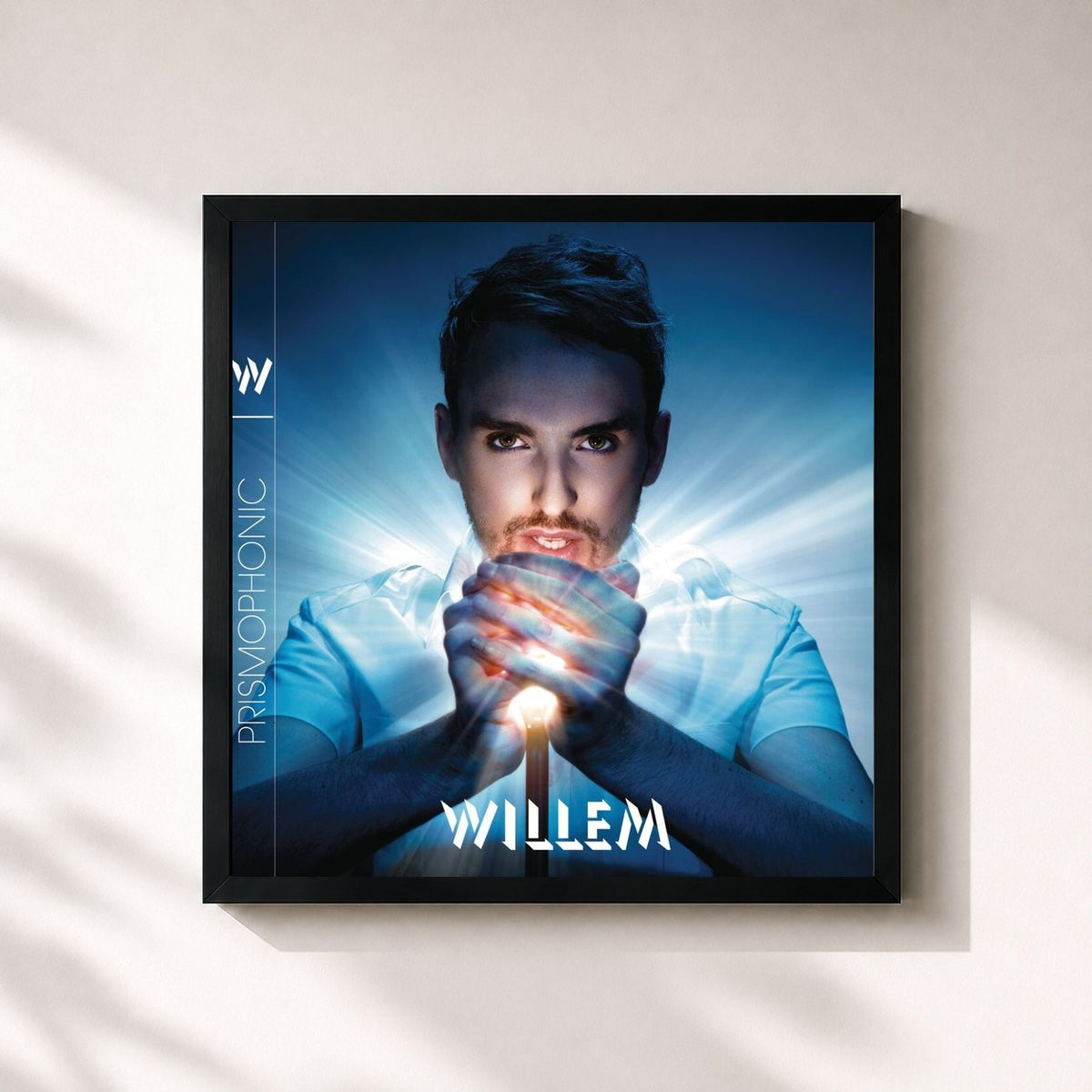 #noir Tableau carré de l'album Prismophonic de Christophe Willem, cadre noir 32x32 cm