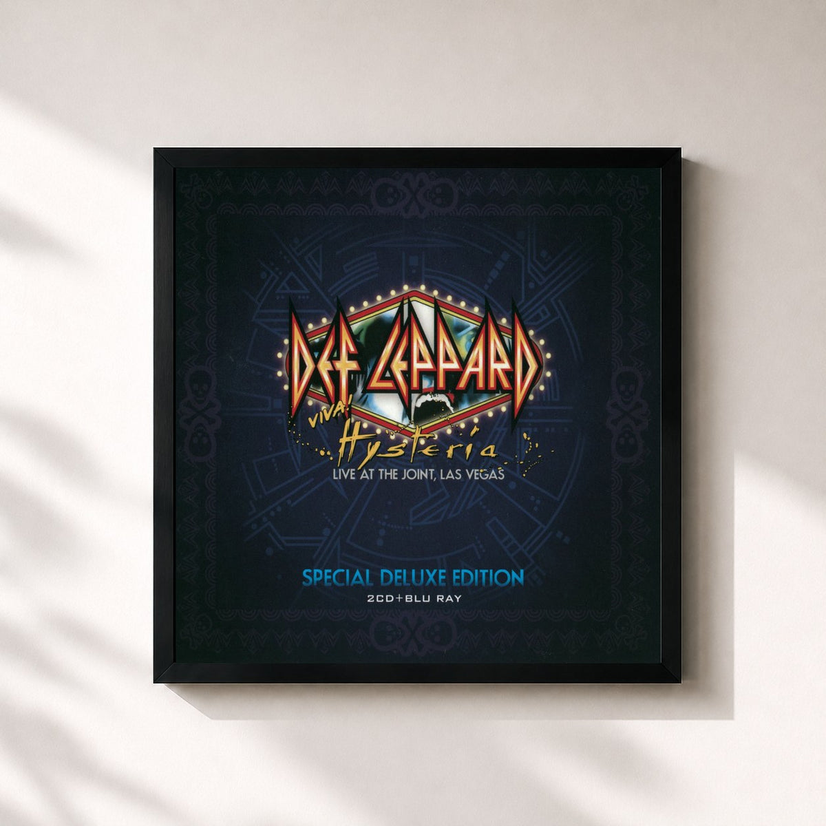 #noir Tableau carré de l'album Viva Hysteria de Def Leppard, cadre noir 32x32 cm