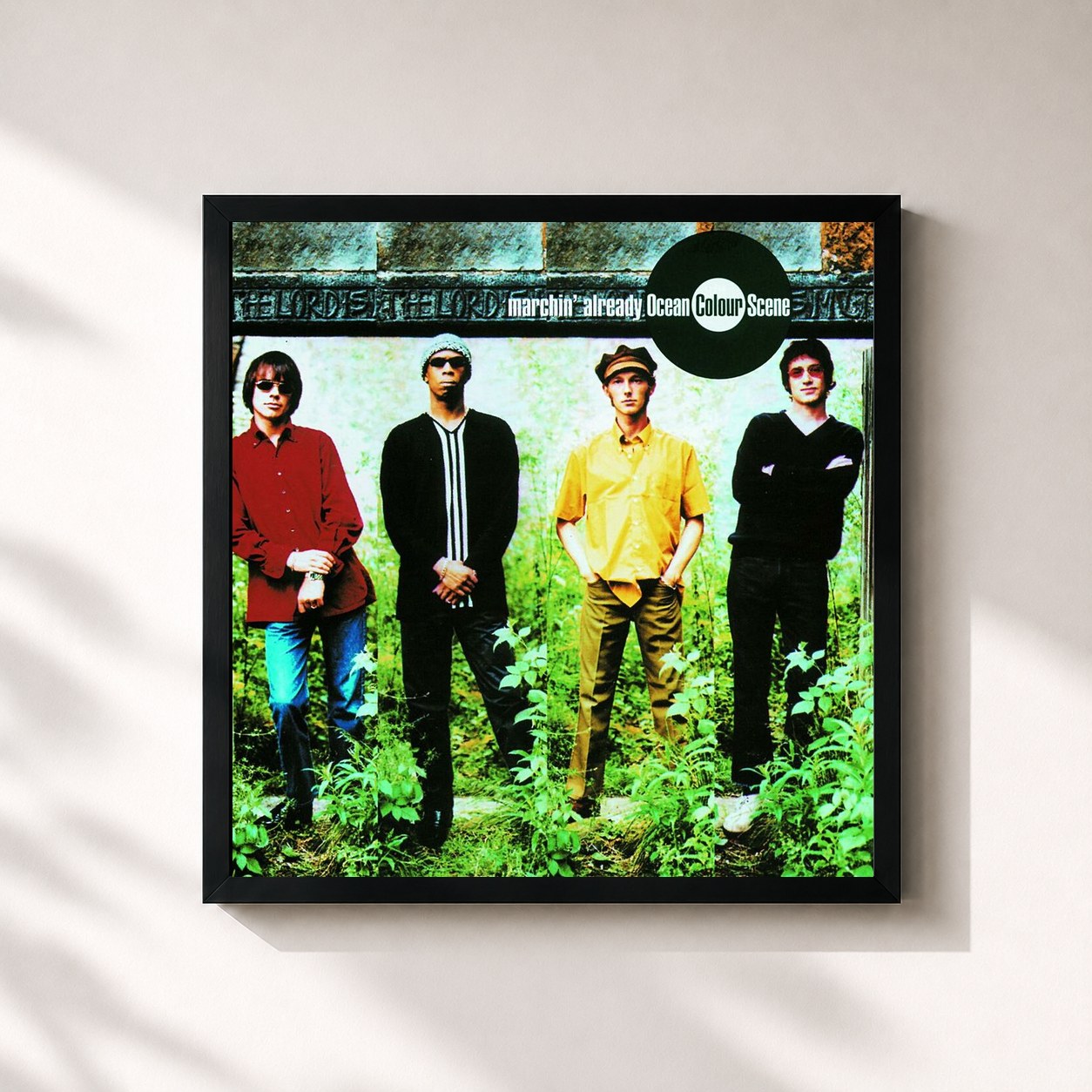 #noir Tableau carré de l'album Marchin' Already de Ocean Colour Scene, cadre noir 32x32 cm