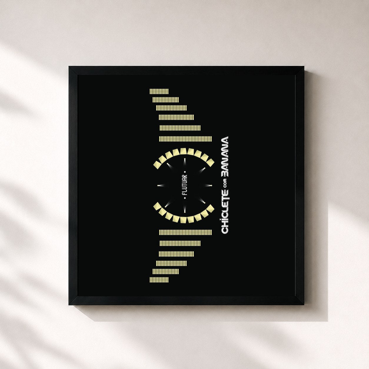 #noir Tableau carré de l'album Flutuar de Chiclete Com Banana, cadre noir 32x32 cm