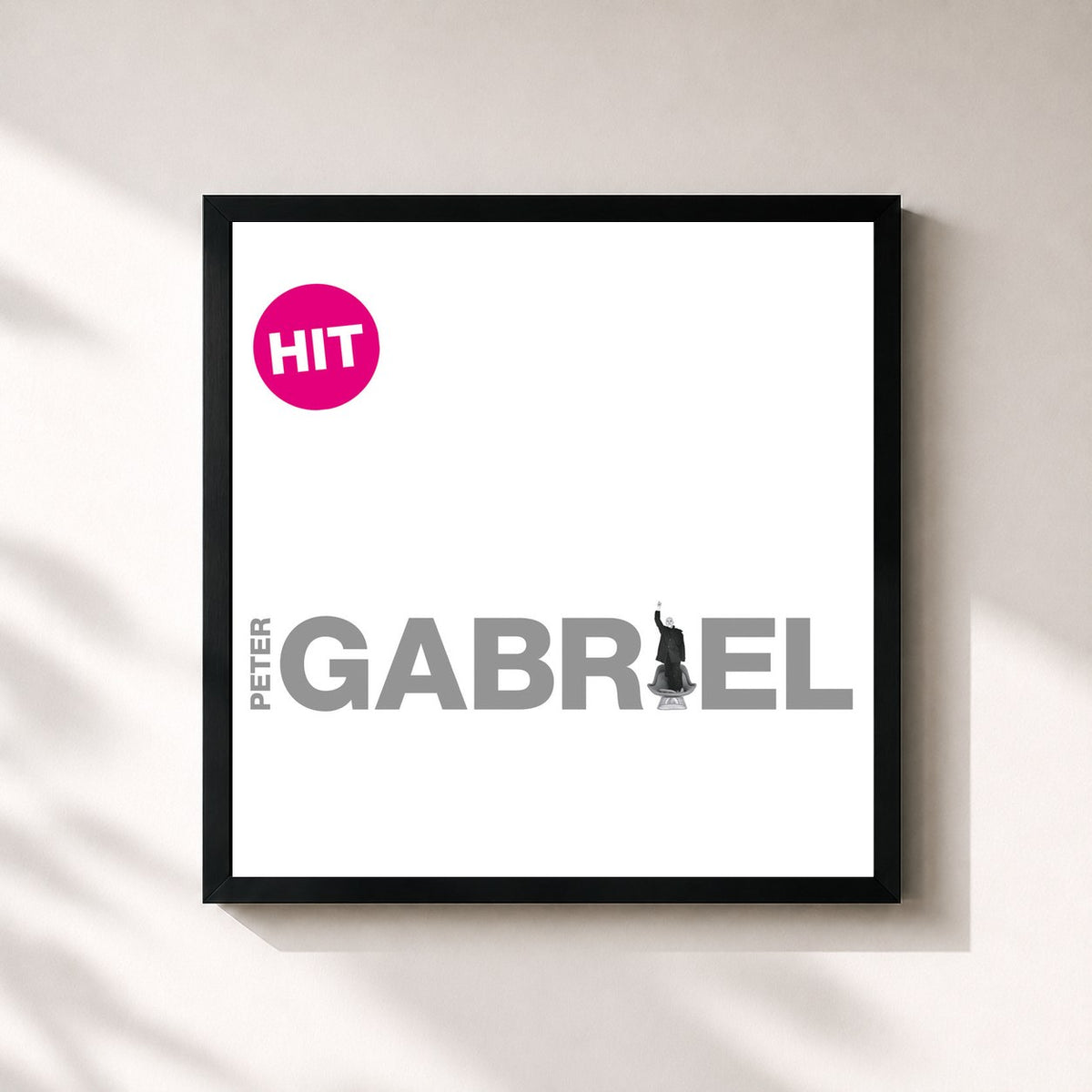 #noir Tableau carré de l'album Hit de Peter Gabriel, cadre noir 32x32 cm