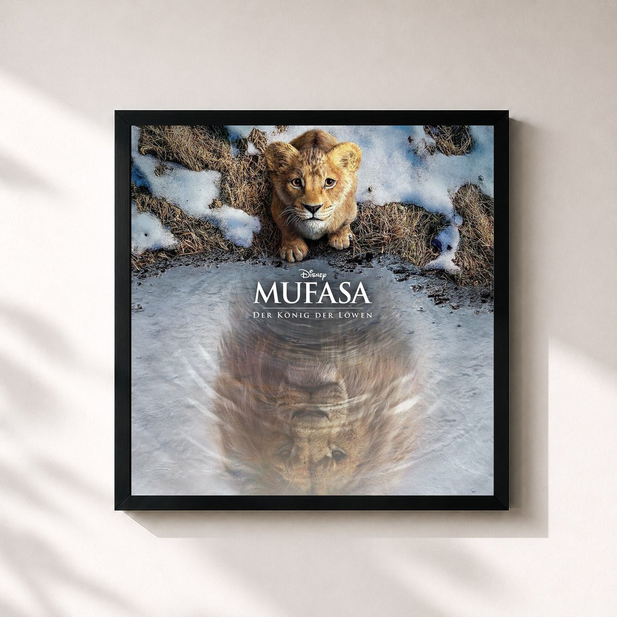 #noir Tableau carré de l'album Mufasa: Der König der Löwen (Deutscher Original Film-Soundtrack) de Lin-Manuel Miranda, cadre noir 32x32 cm