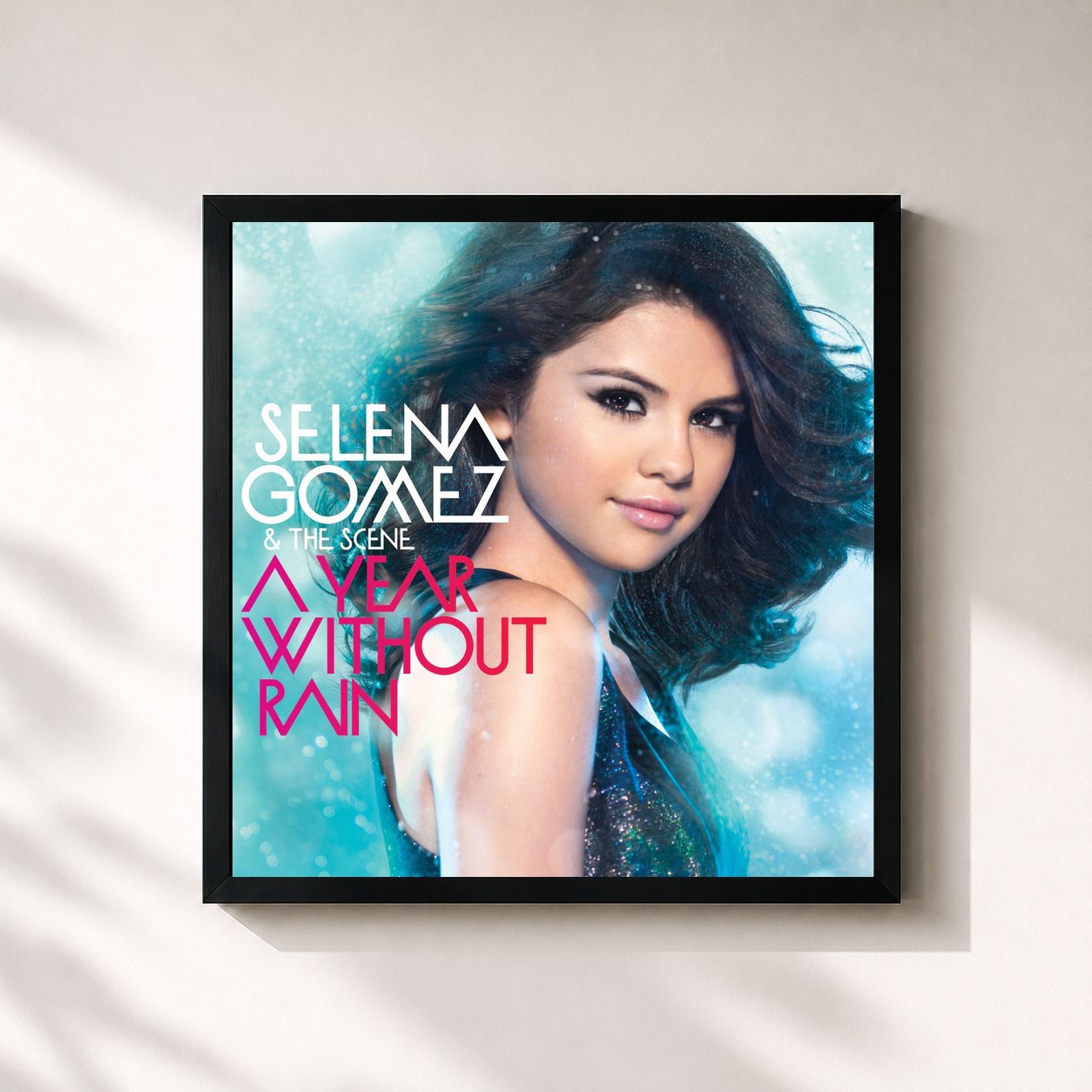 #noir Tableau carré de l'album A Year Without Rain de Selena Gomez & The Scene, cadre noir 32x32 cm