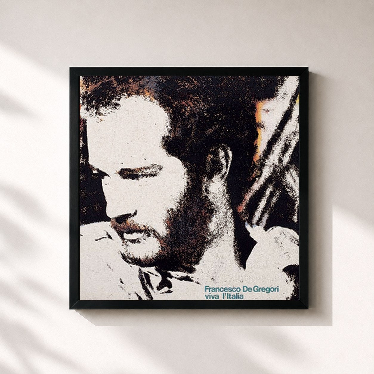 #noir Tableau carré de l'album Viva L'Italia! de Francesco De Gregori, cadre noir 32x32 cm