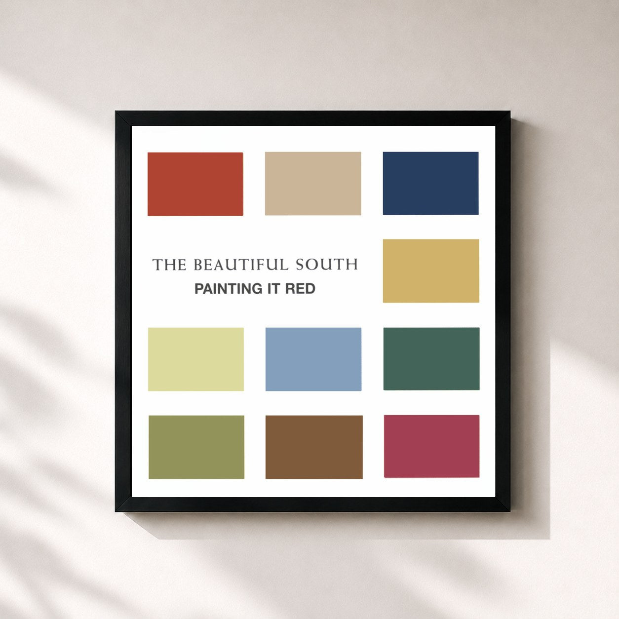 #noir Tableau carré de l'album Painting It Red de The Beautiful South, cadre noir 32x32 cm