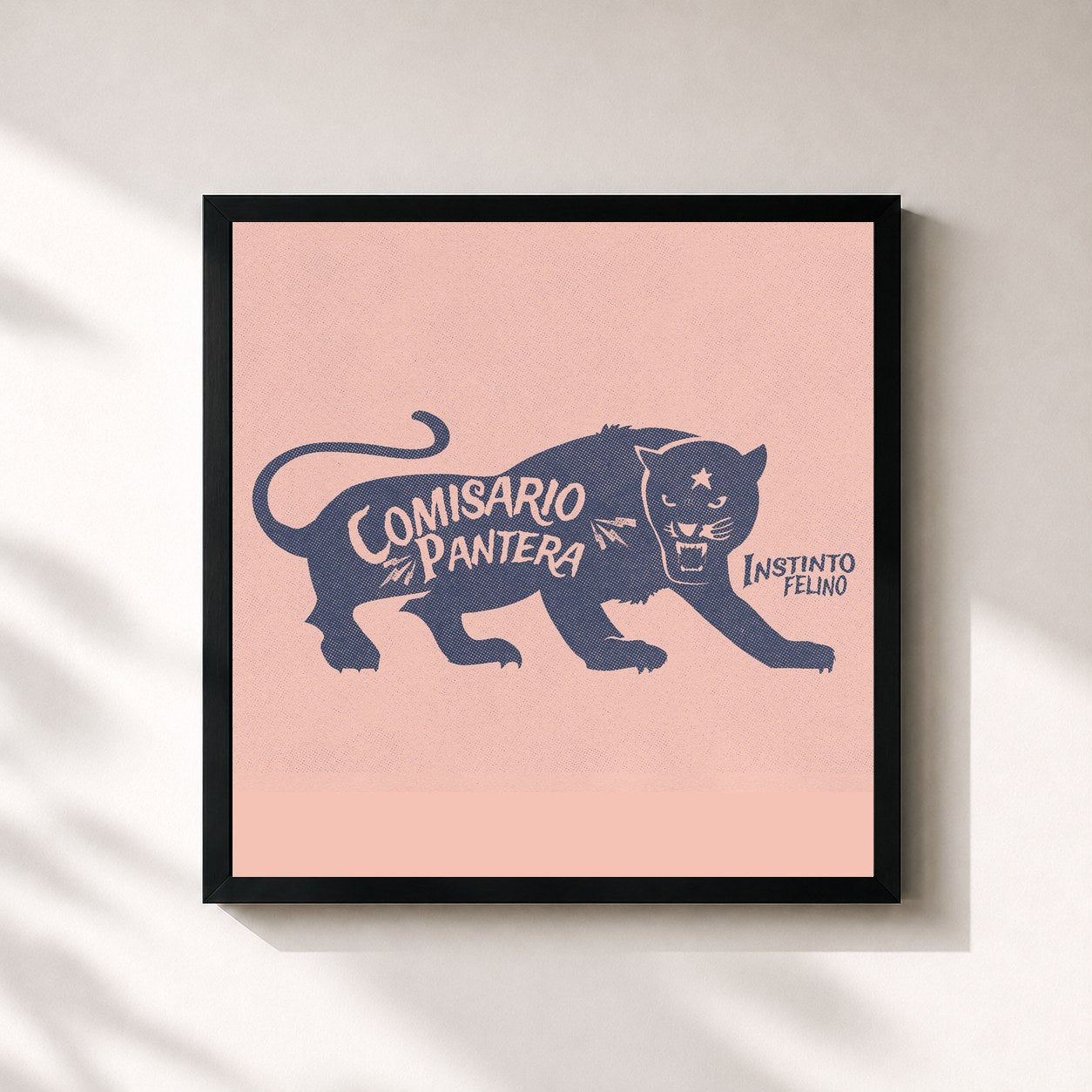 #noir Tableau carré de l'album Instinto Felino de Comisario Pantera, cadre noir 32x32 cm