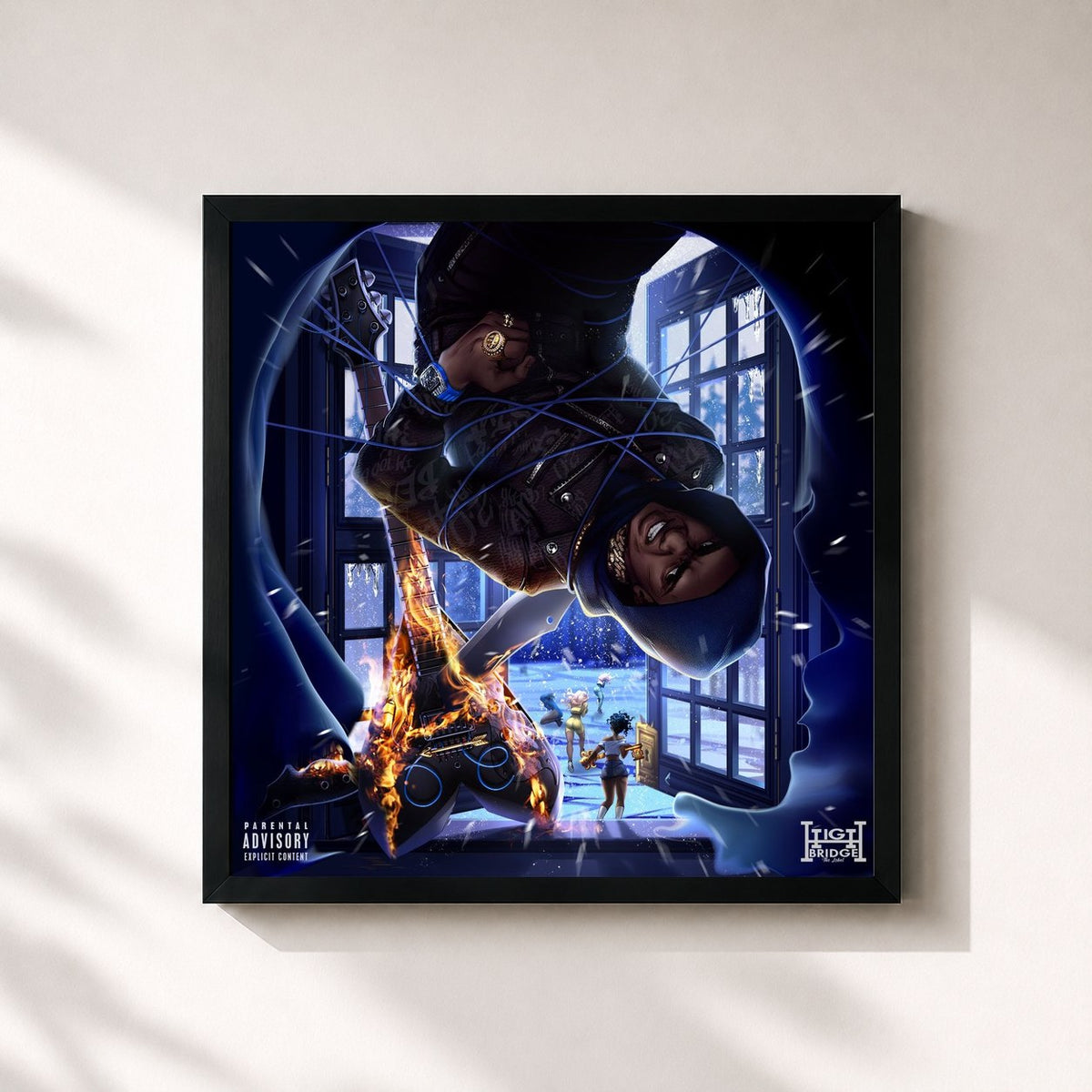 #noir Tableau carré de l'album Artist 2.0 (Deluxe) de A Boogie Wit da Hoodie, cadre noir 32x32 cm