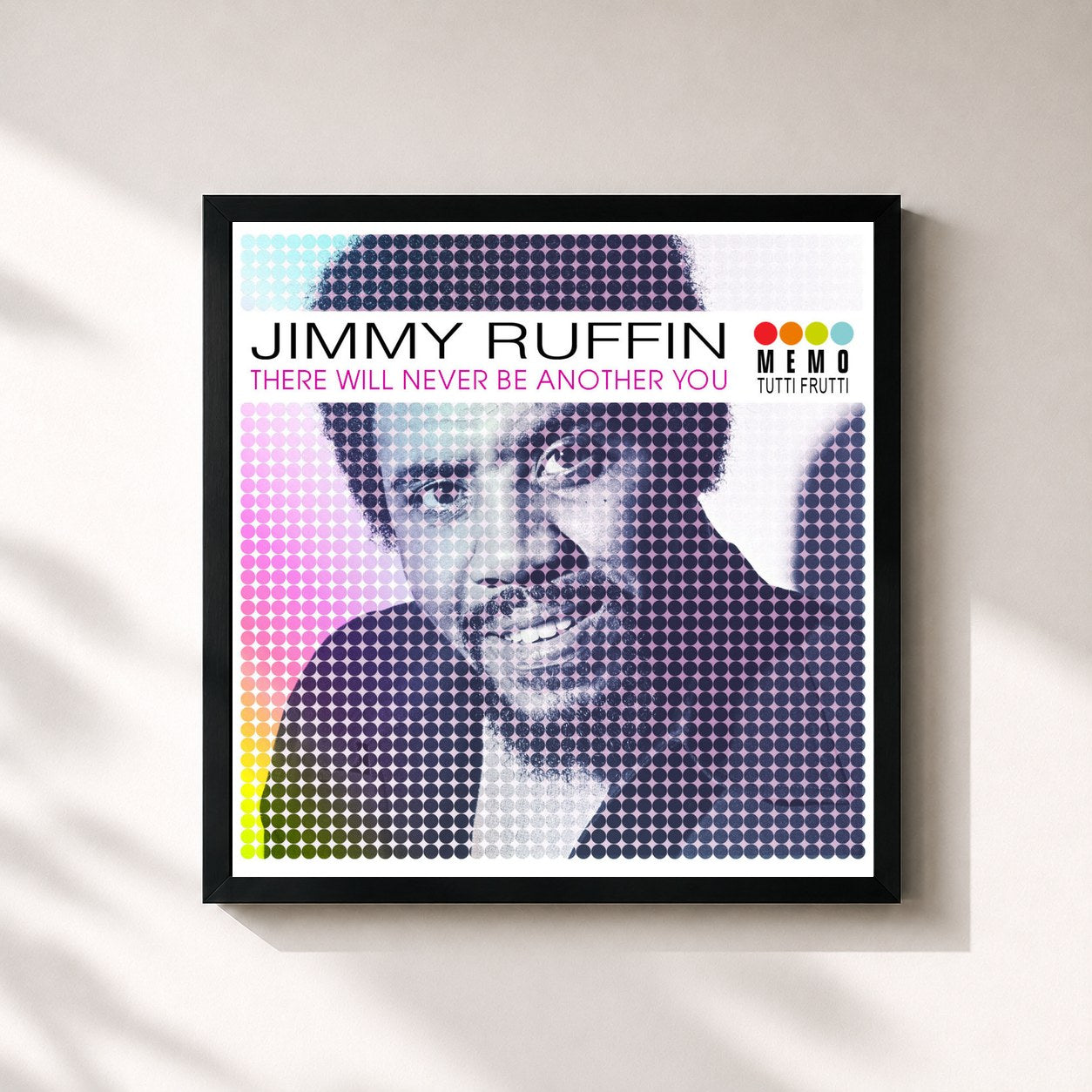 #noir Tableau carré de l'album Jimmy Ruffin - There Will Never Be Another You (MP3 Album) de Jimmy Ruffin, cadre noir 32x32 cm