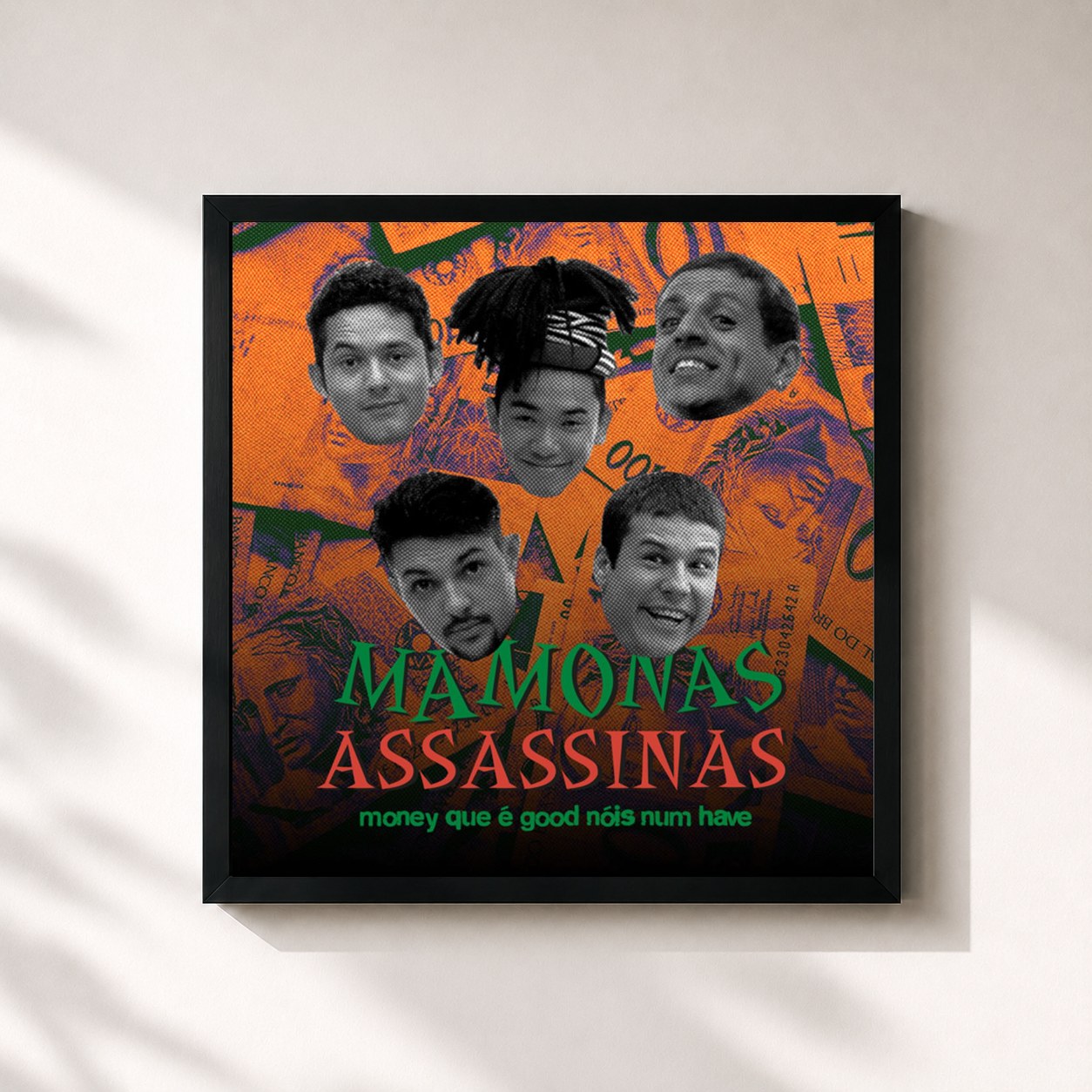 #noir Tableau carré de l'album Mamonas Assassinas: Money que é good nóis num have de Mamonas Assassinas, cadre noir 32x32 cm