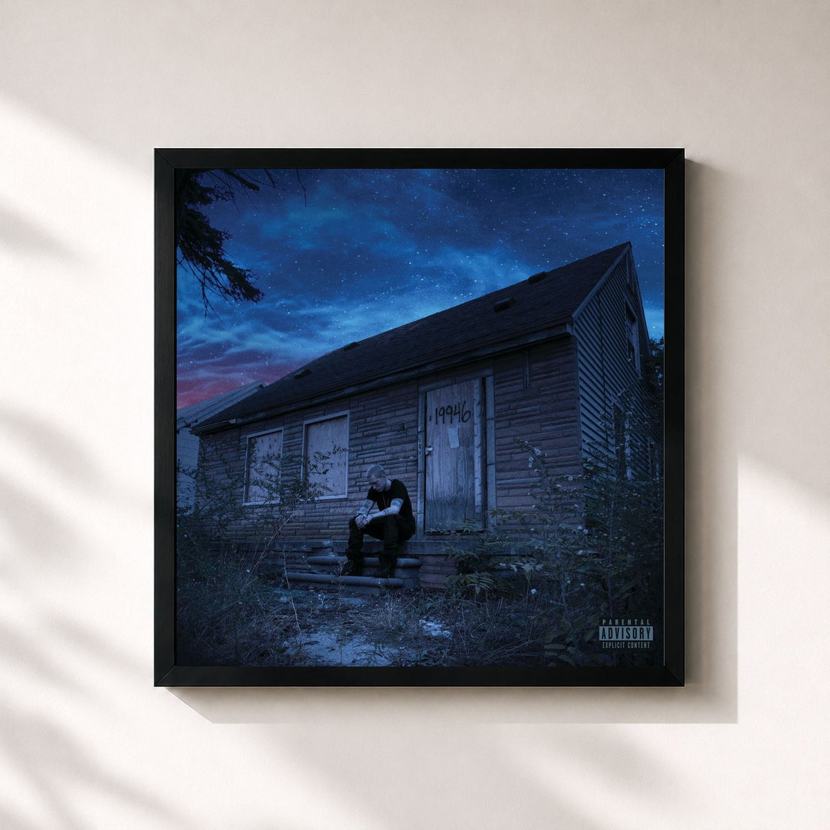 #noir Tableau carré de l'album The Marshall Mathers LP2 (Expanded Edition) de Eminem, cadre noir 32x32 cm