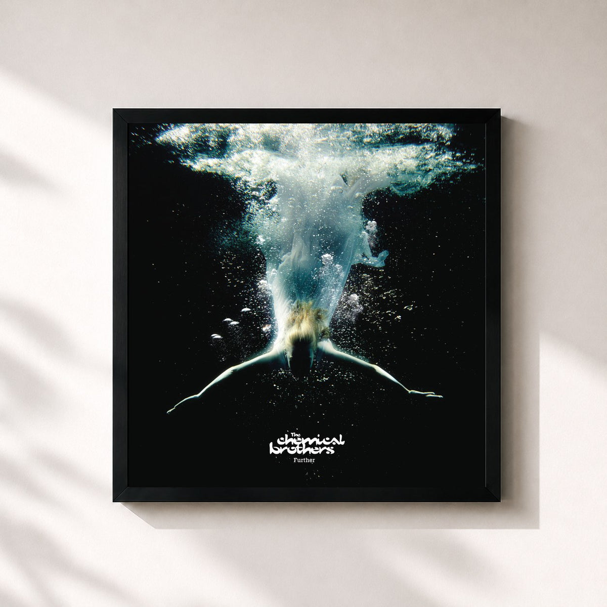 #noir Tableau carré de l'album Further de The Chemical Brothers, cadre noir 32x32 cm