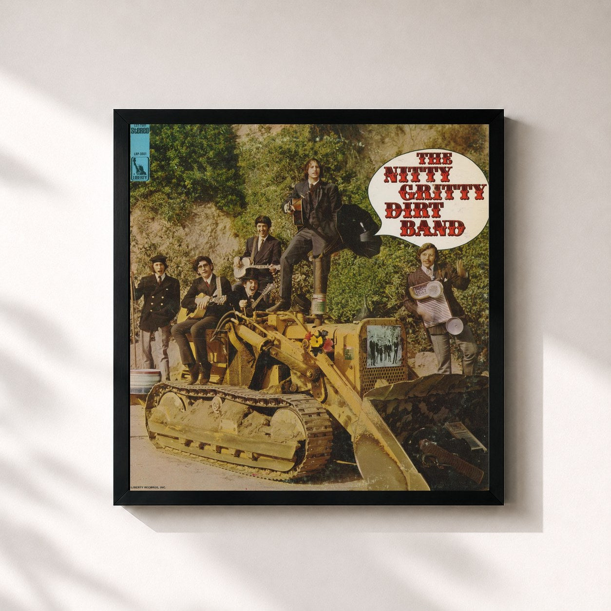#noir Tableau carré de l'album The Nitty Gritty Dirt Band de Nitty Gritty Dirt Band, cadre noir 32x32 cm