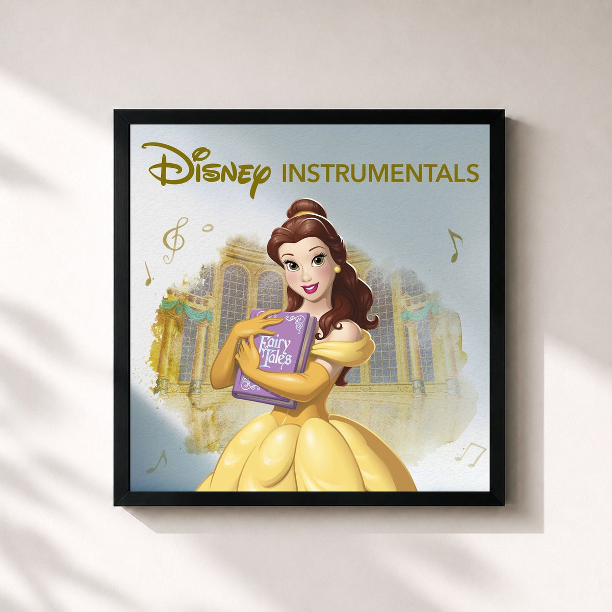 #noir Tableau carré de l'album Disney Instrumentals: Beauty and the Beast de Disney, cadre noir 32x32 cm