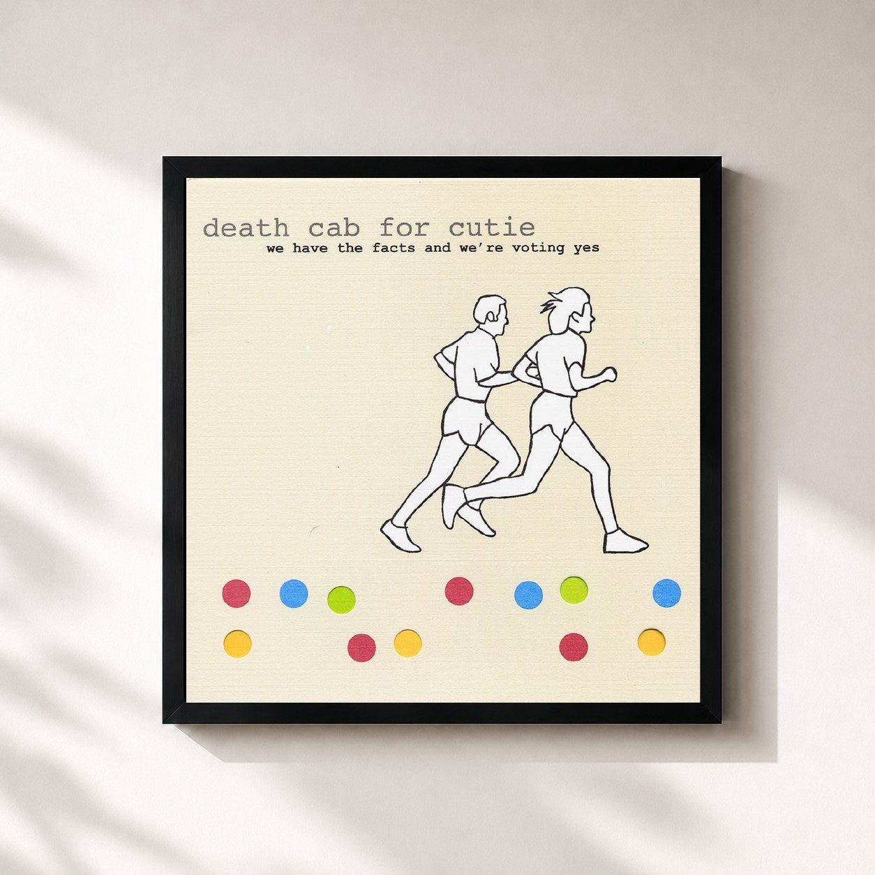 #noir Tableau carré de l'album We Have the Facts and We're Voting Yes de Death Cab for Cutie, cadre noir 32x32 cm