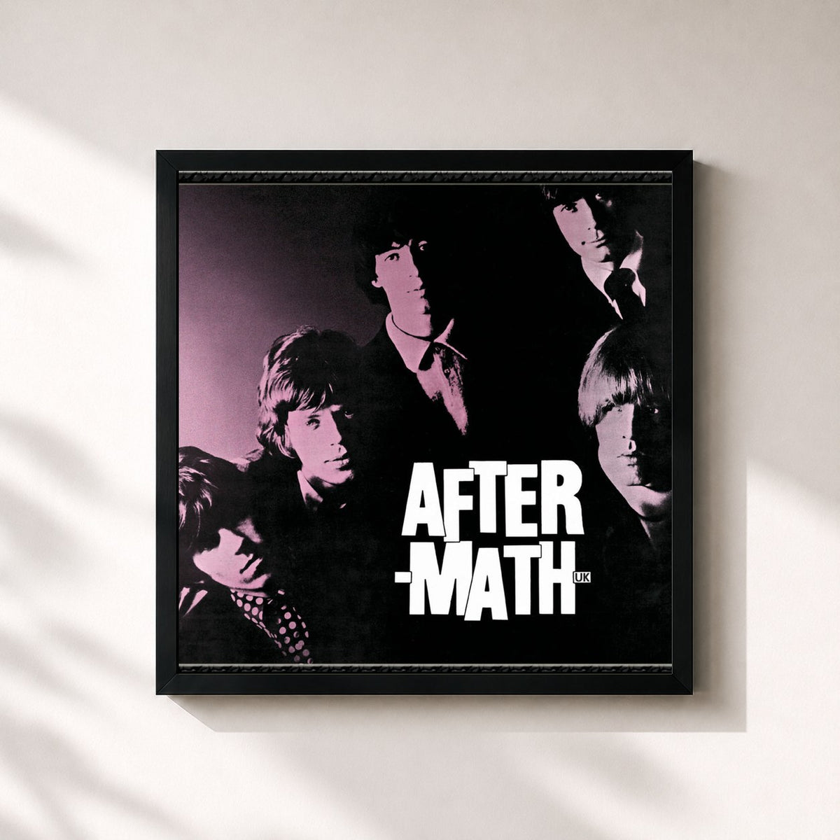#noir Tableau carré de l'album Aftermath (UK Version) de The Rolling Stones, cadre noir 32x32 cm