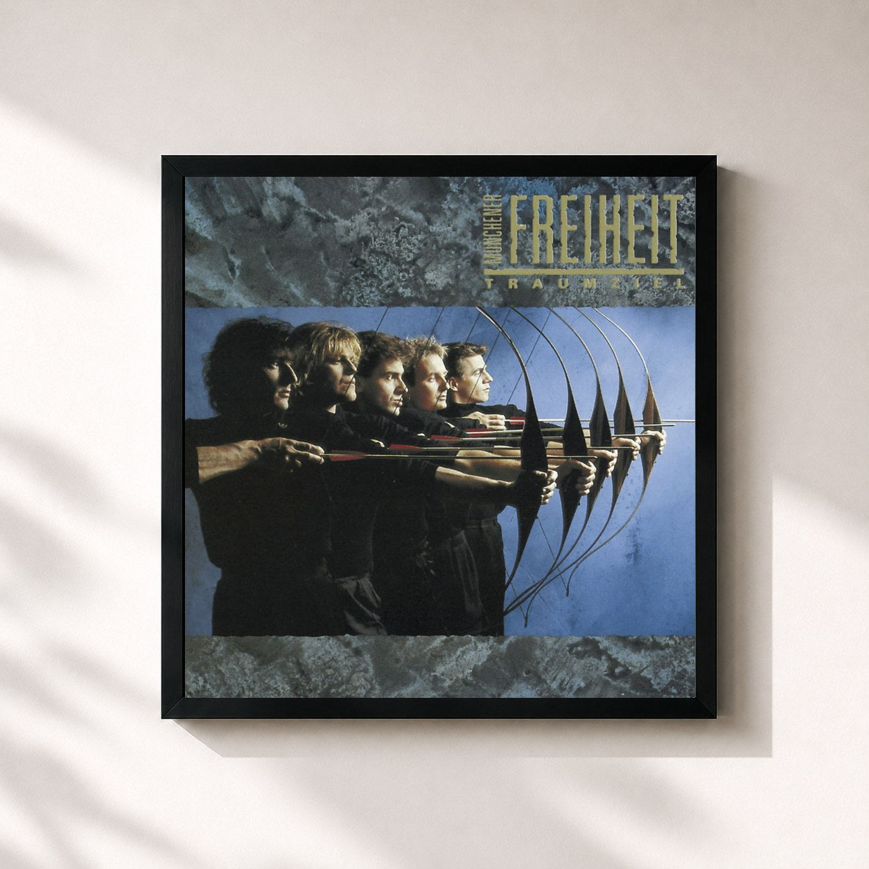 #noir Tableau carré de l'album Traumziel de Münchener Freiheit, cadre noir 32x32 cm